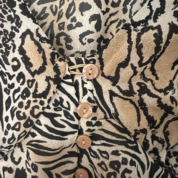 H&m Leopard Long Sleeve Blouse Size 12 - Picture 5 of 6